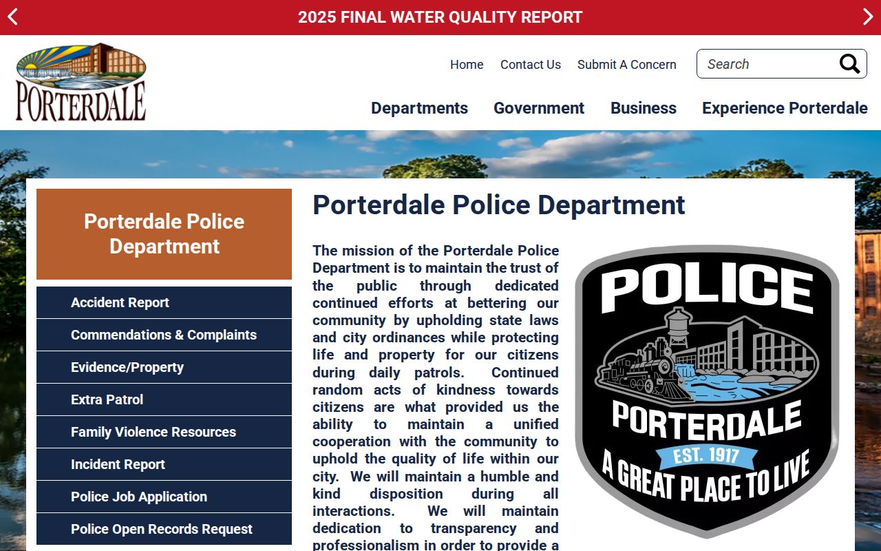 Porterdale Police Department official city information
